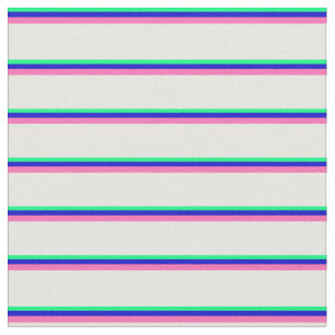 Tissu Lignes vertes, bleues, roses chaudes et blanches