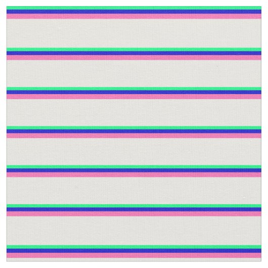 Tissu Lignes vertes, bleues, roses chaudes et blanches (Fermer)