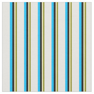 Tissu Lignes vertes, bronzantes, noires, bleues et blanc