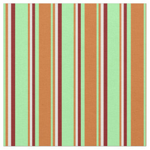 Tissu Lignes vertes, chocolat, blanches et maroons