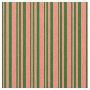 Tissu Lignes vertes foncées et Saumons