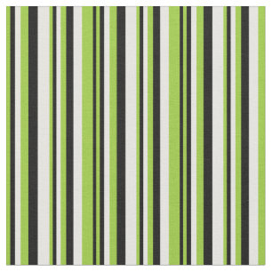 Tissu Lignes vertes, noires et blanches