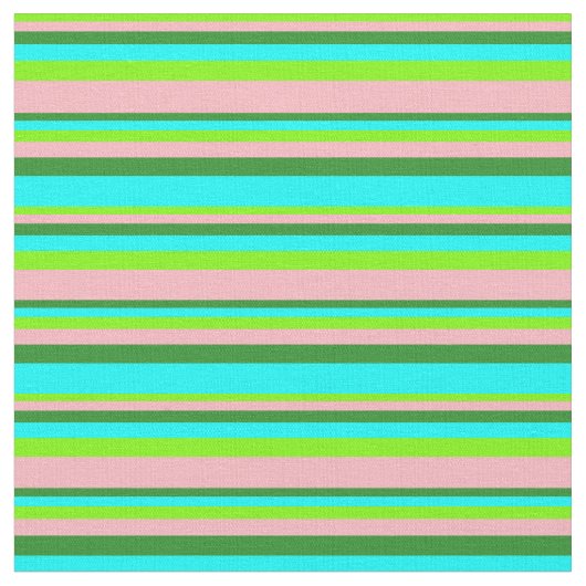 Tissu Lignes vertes, rose pâle, vert forestier et aqua (Fermer)