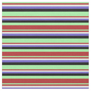 Tissu Lignes vertes, rouges, blanches, bleues d'ardoise 