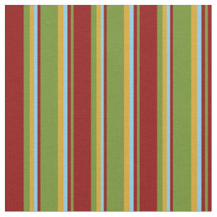 Tissu Lignes vertes, rouges foncés, bleues cirées et rou
