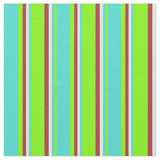 Tissu Lignes vertes, turquoise, blanches et Brown (Fermer)