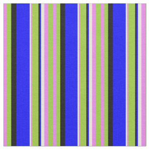 Tissu Lignes violettes, vertes, noires, bleues et blanch