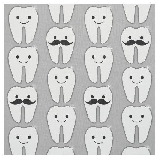 Tissu Lil Mustache Tooth on Grey (Échantillon)