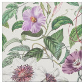 Tissu Lilac Vert Blanc Vintage Fleurs botaniques (Fermer)
