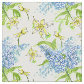 Tissu Lilacs Bleus Colonne Jaune Fleurs d'Aquarelle (Fermer)