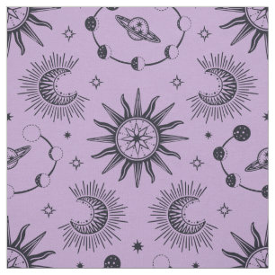 Tissu lilas de rêve céleste et noir