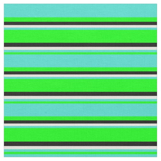 Tissu Lime, Turquoise, Beige & Black Lines (Fermer)