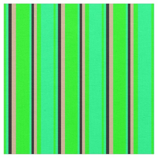 Tissu Lime, Vert, Noir & Tan Motif rayé (Fermer)