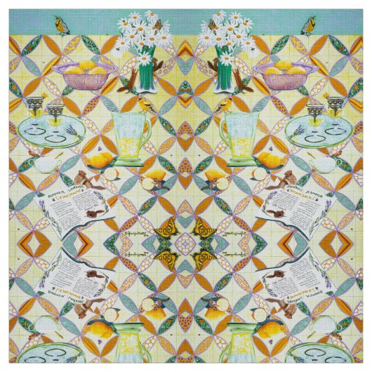 Tissu Limonade à la lavande d'été (Échantillon)