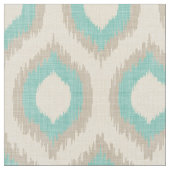 Tissu Lin rustique Beige et Aqua Ikat Imprimer (Fermer)