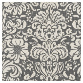 Tissu Lin rustique Beige et gris Floral Damask (Fermer)