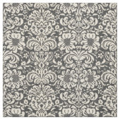 Tissu Lin rustique Beige et gris Floral Damask (Échantillon)