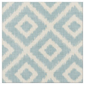 Tissu Lin rustique Diamants beige et bleu Ikat (Fermer)