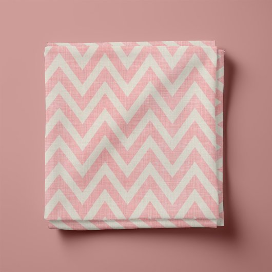 Tissu Linge rustique Beige et rose Chevron