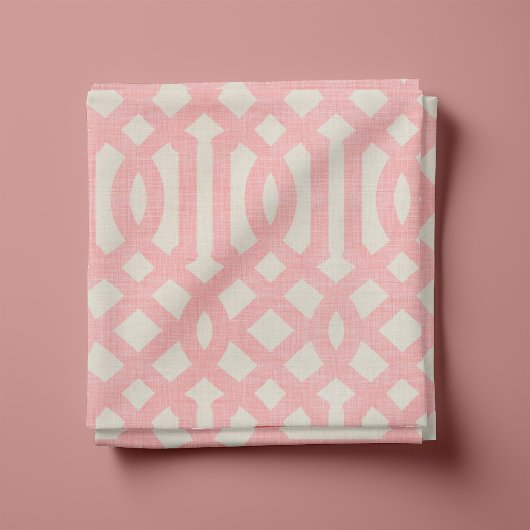 Tissu Linge rustique Trellis beige et rose