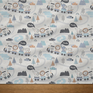 Tissu Lion Éléphant Tigre Train Animalier Aventure