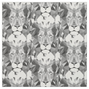 Tissu Lion géométrique argenté