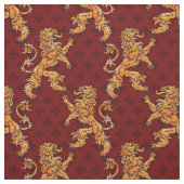 Tissu Lion médiéval Red Fleur de Lis d'or (Échantillon)