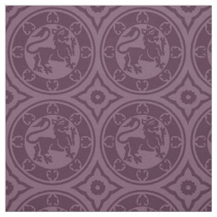 Tissu Lions médiévaux, aubergine