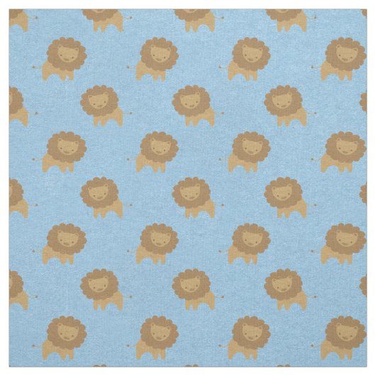 Tissu Lions mignons sur Bleu Bébé (Échantillon)