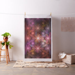Tissu Lit De Fleurs Coloré Brillant Art Fractal Abstrait