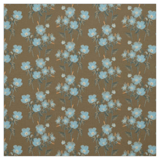Tissu Little Blue Oubliez-Moi Pas Les Fleurs Sur Brown