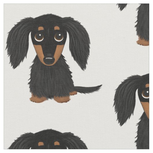 Tissu Long Haired Black et Tan Dachshund Dactog (Fermer)