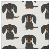 Tissu Long Haired Black et Tan Dachshund Dactog (Échantillon)