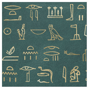 Tissu L'or métallique Hiéroglyphes égyptiens sur le v