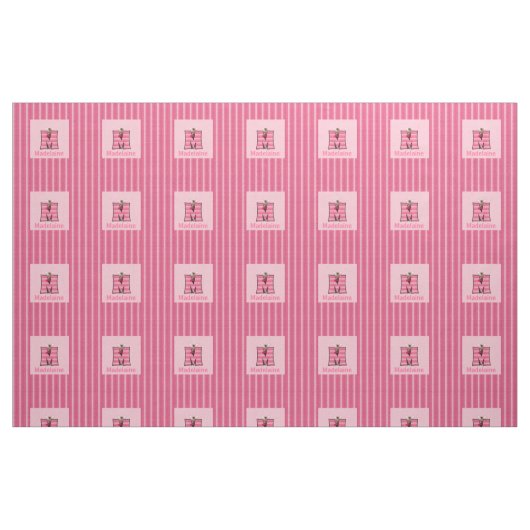 Tissu L'orignal rose "M" monogramme de l'enfant (Fat Quarter)