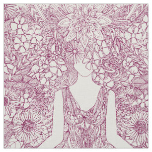 Tissu lotus jardin prune vintage yoga fleuri