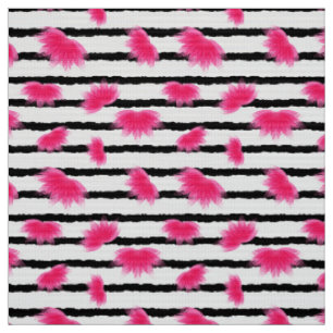 Tissu Lotus rose Motif à rayures noires