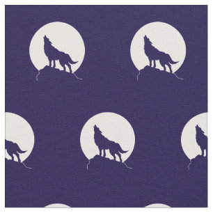 Tissu Loup hurle aux loups de lune