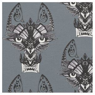 Tissu Loup tribal gris