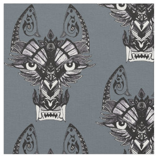 Tissu Loup tribal gris