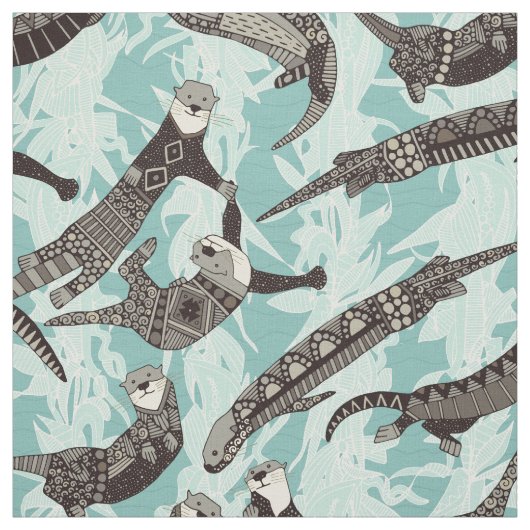 Tissu loutres de mer bleues (Échantillon)