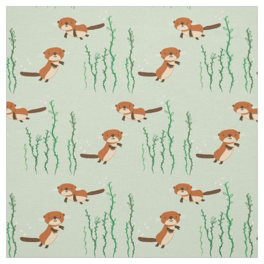Tissu Loutres nageant (Échantillon)