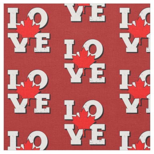Tissu LOVE Maple Leaf Canada Blanc sur rouge (Fermer)