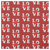 Tissu LOVE Maple Leaf Canada Blanc sur rouge (Échantillon)