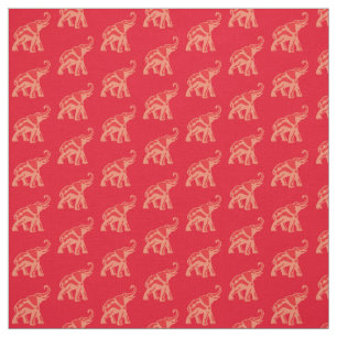 Tissu Lucky Red Elephant