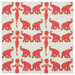 Tissu Lucky Red Elephant