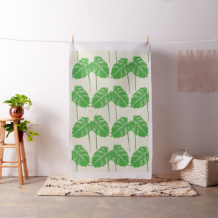 Tissu Lumineux Tropical Green Leaf Monastera Plante Moti
