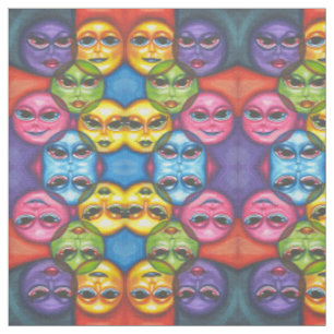 Tissu Lune abstraite visages Art Céleste original