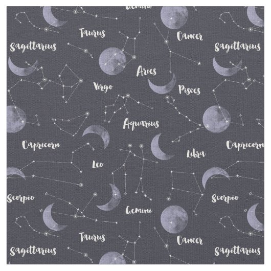 Tissu Lune et constellations (Fermer)