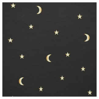 Tissu Lune et étoiles d'or
